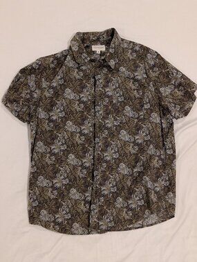 Lucky Brand Men's Short Sleeve Button Shirt Olive Green M